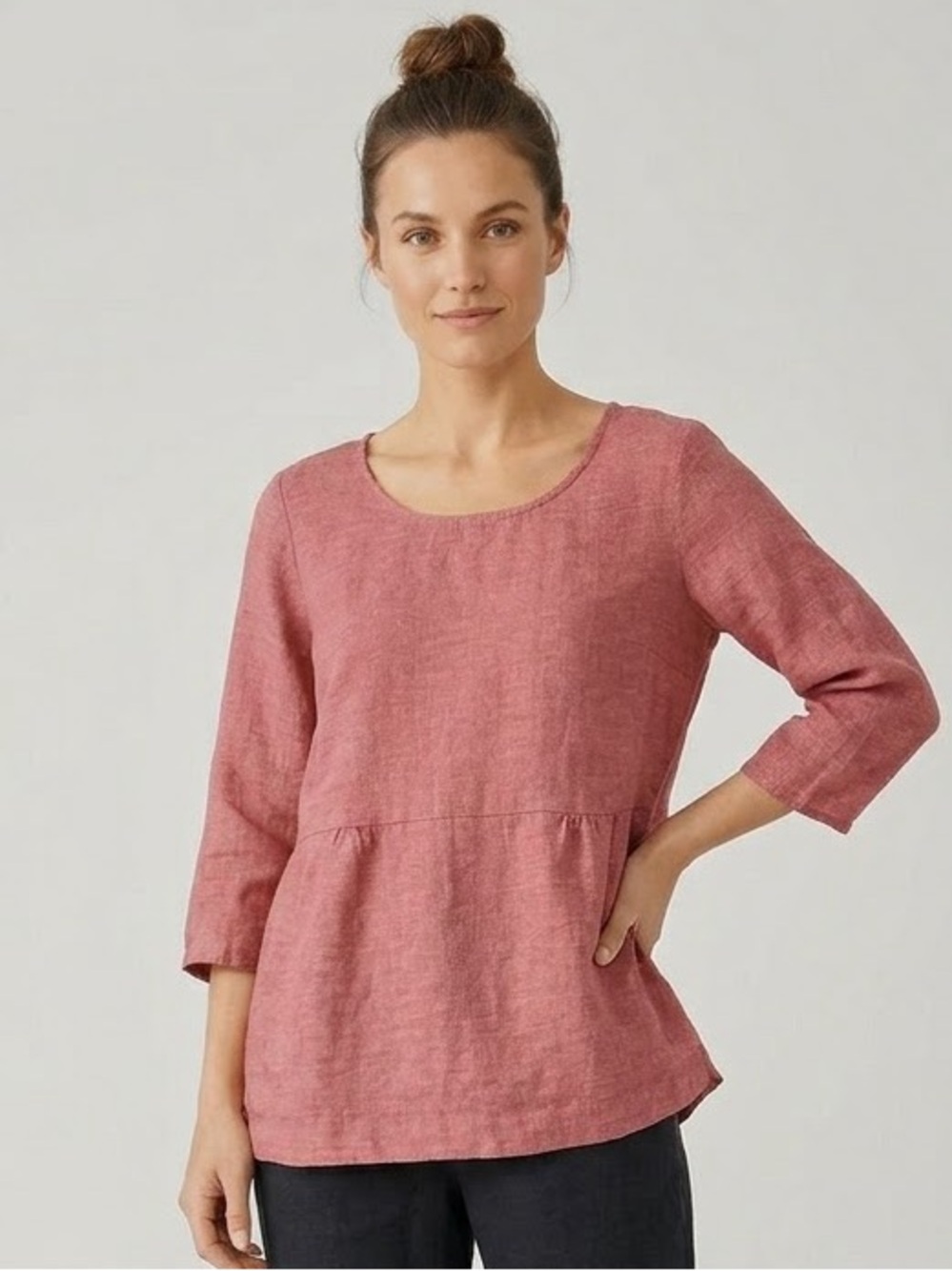 Pure Jill Coral Linen Tunic Top